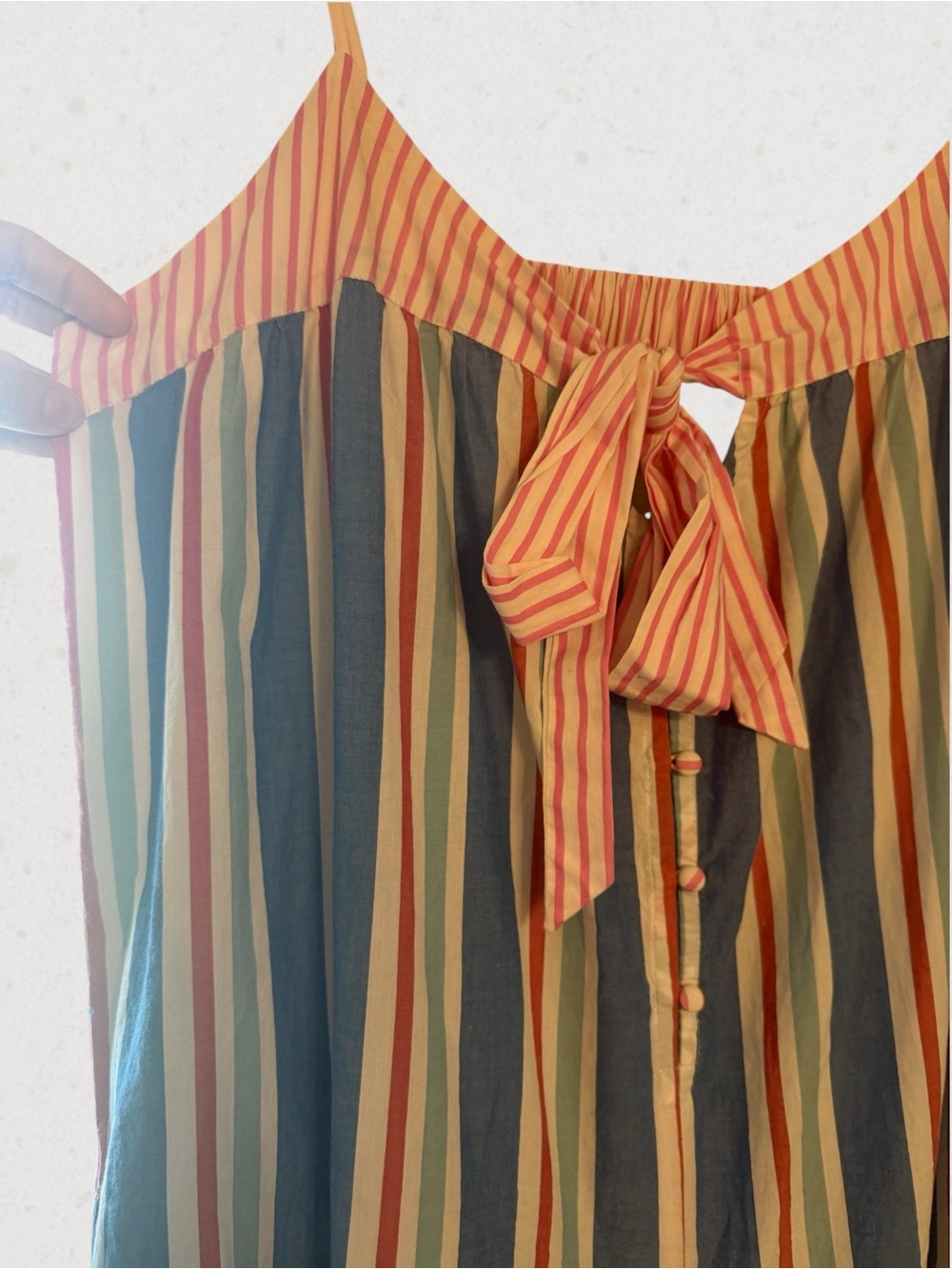 Anthropologie- Celandine Pinstripe Bow Wide-Leg Jumpsuit - Picture 6 of 9